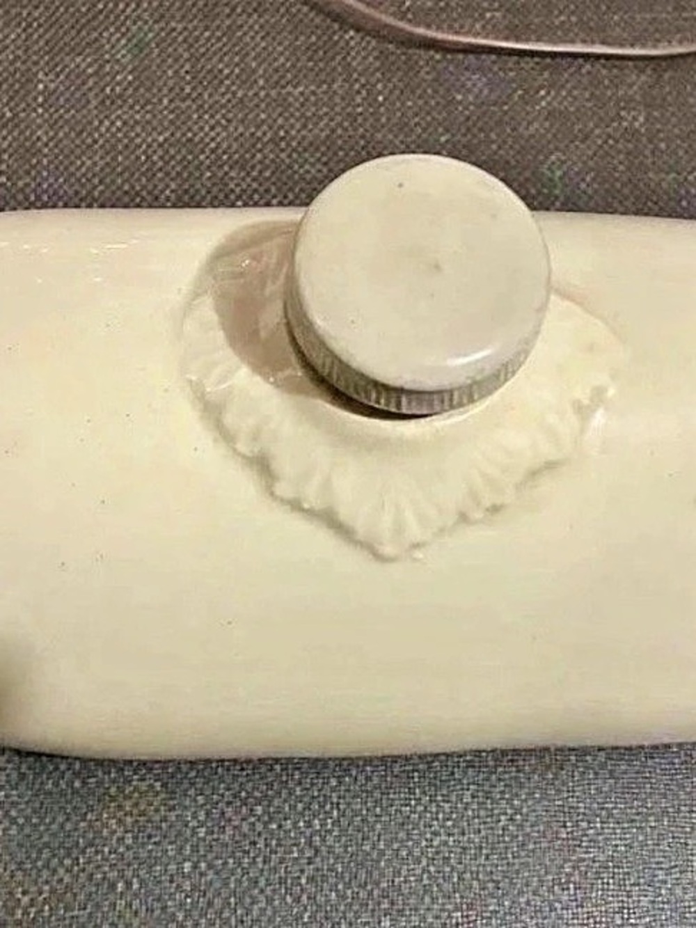 Vintage Glazed Stoneware Hot Water Bottle Bed Warmer Cream